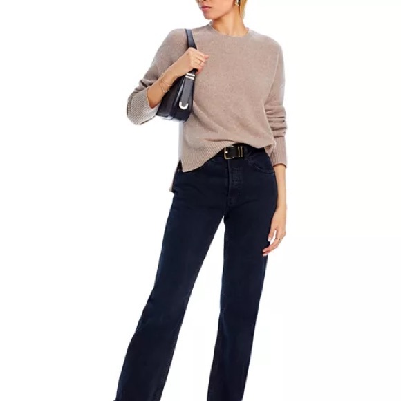 NWOT Aqua cashmere Drop Shoulder High Low Crewneck Sweater - Picture 4 of 6